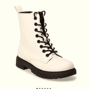 White lug sole combat boots
